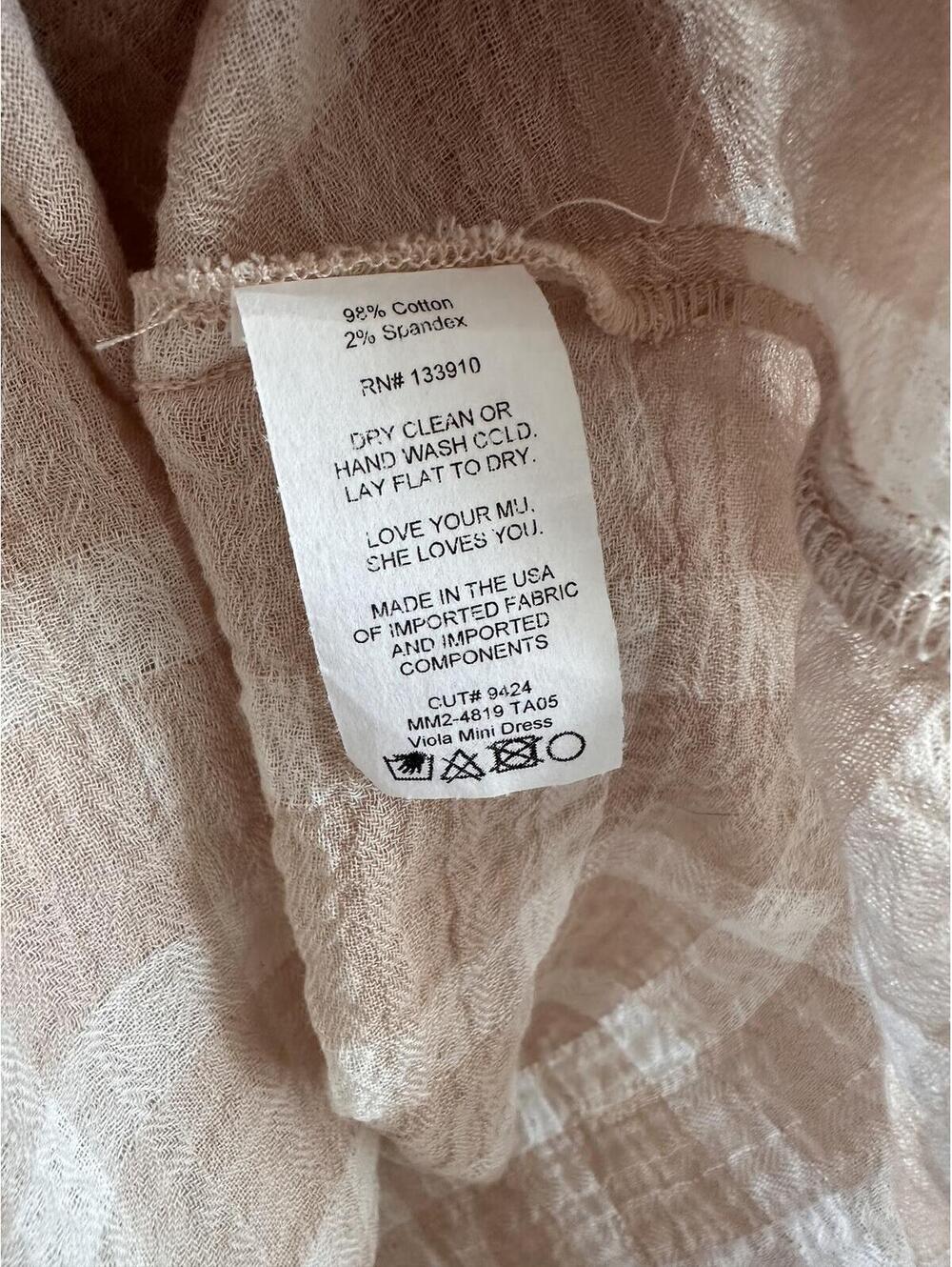 NWT Show Me Your MuMu Viola Plaid Bell Sleeve Mini Dress Beige/ Cream Women’s XS - Picture 8 of 15